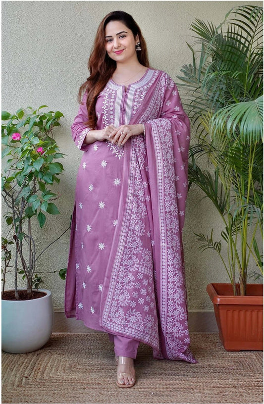 Women Pure Cotton Kurta Pant Dupatta Set