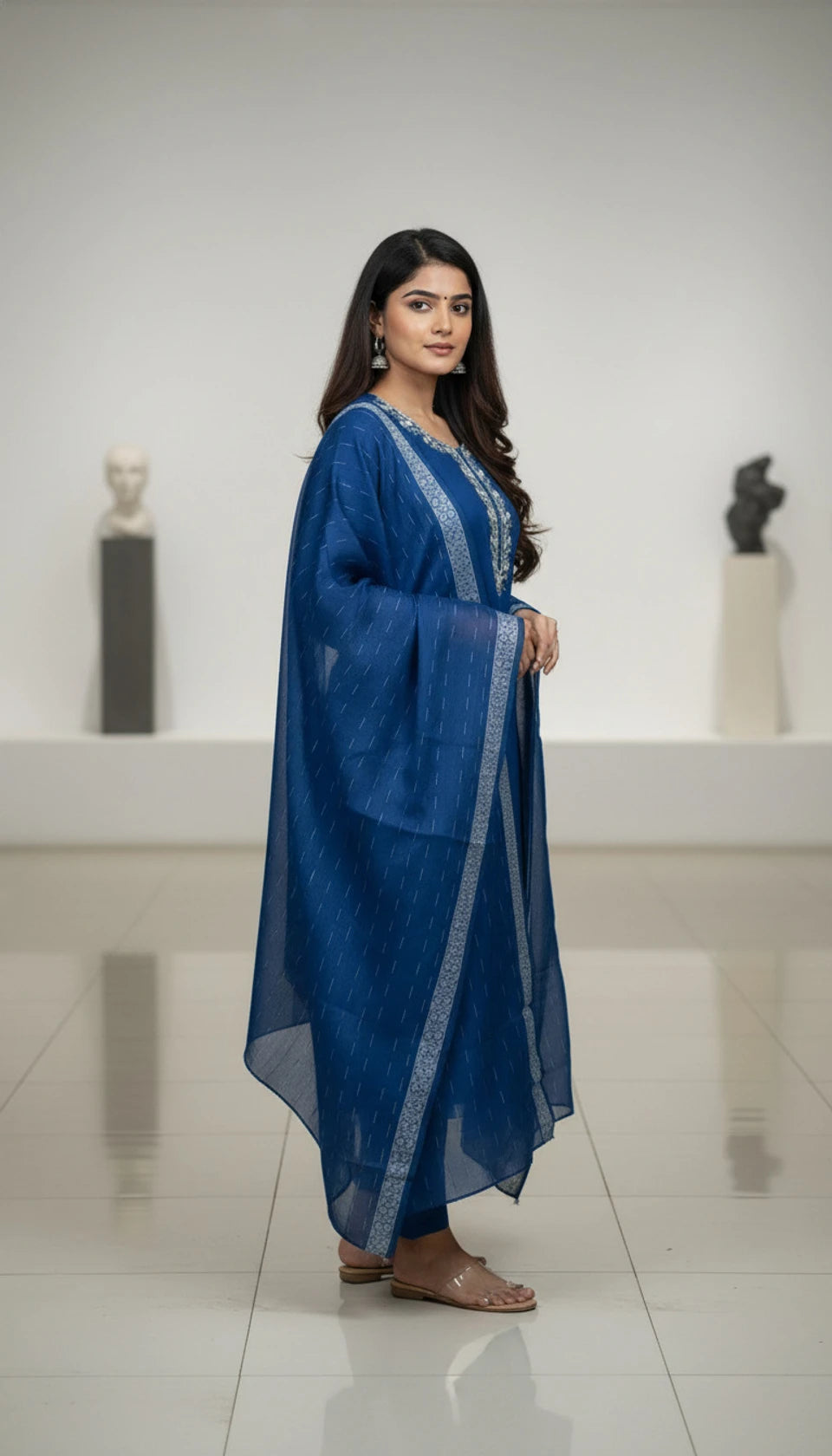 Women's Magic Cotton Kurti Pant Dupatta Set Solid Kurta, Trouser/Pant & Dupatta Set (Copy)