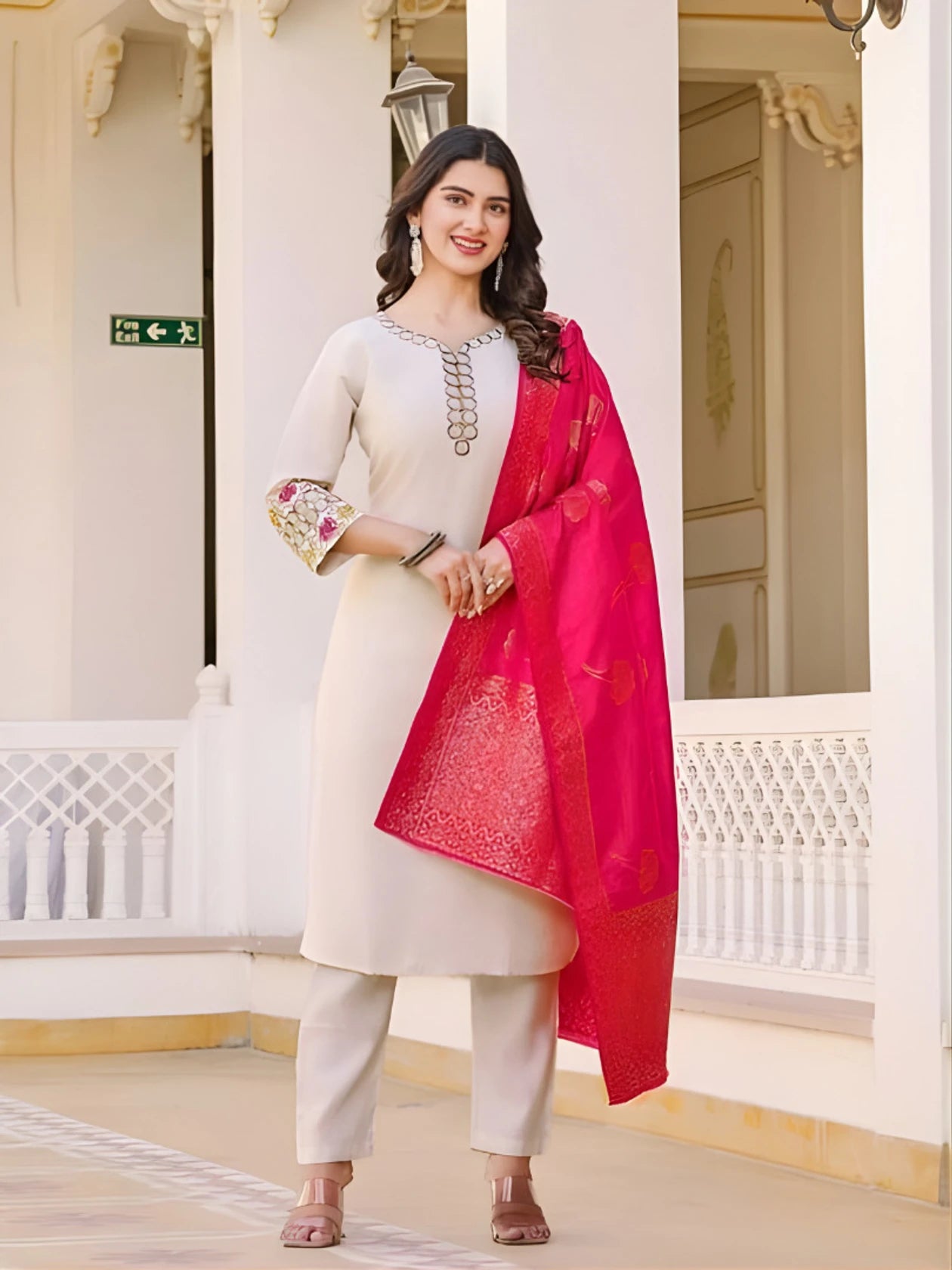 FASHION Embroidered Kurta, Trouser/Pant & Dupatta Set