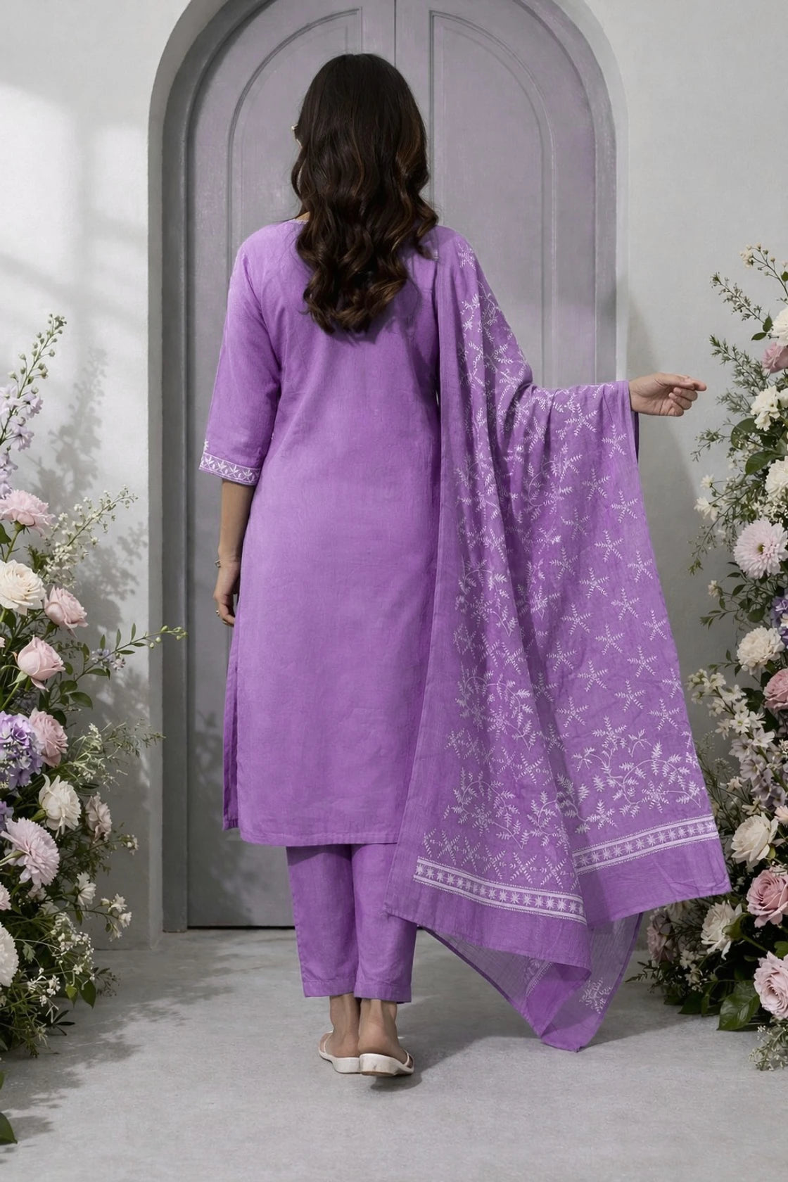 Women Pure Cotton Kurta Pant Dupatta Set