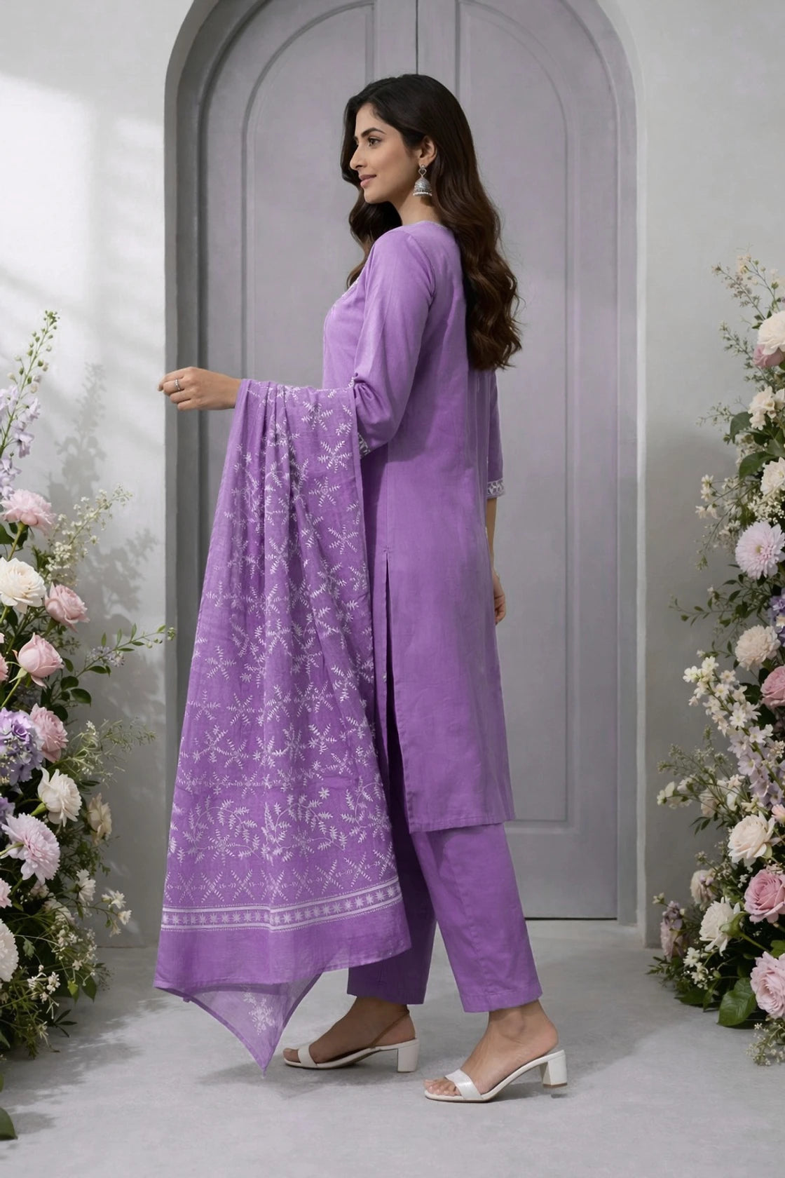Women Pure Cotton Kurta Pant Dupatta Set