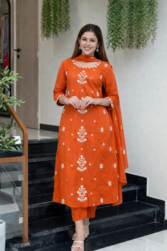 Women Viscose Rayon Kurti Palazzo Dupatta Set