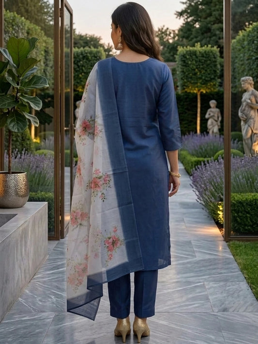 FASHION Women Cotton Rayon Kurti Pant Dupatta Set