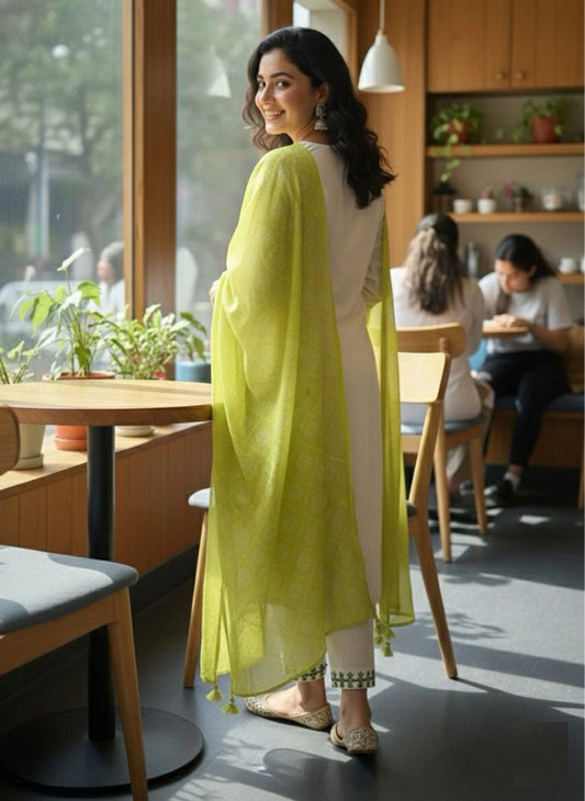 fashion Embroidered Kurta, Trouser/Pant & Dupatta Set
