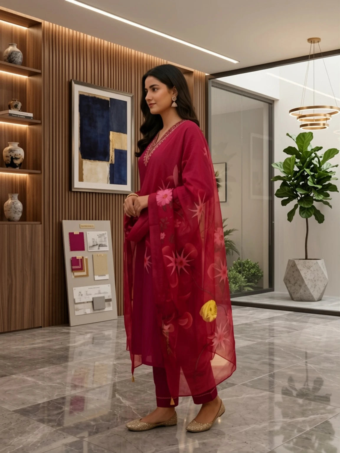 fashion Floral Print Kurta, Trouser/Pant & Dupatta Set