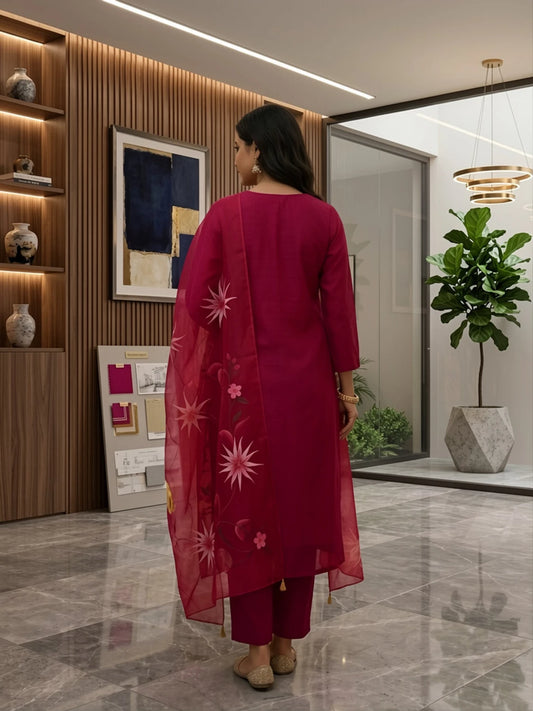 fashion Floral Print Kurta, Trouser/Pant & Dupatta Set