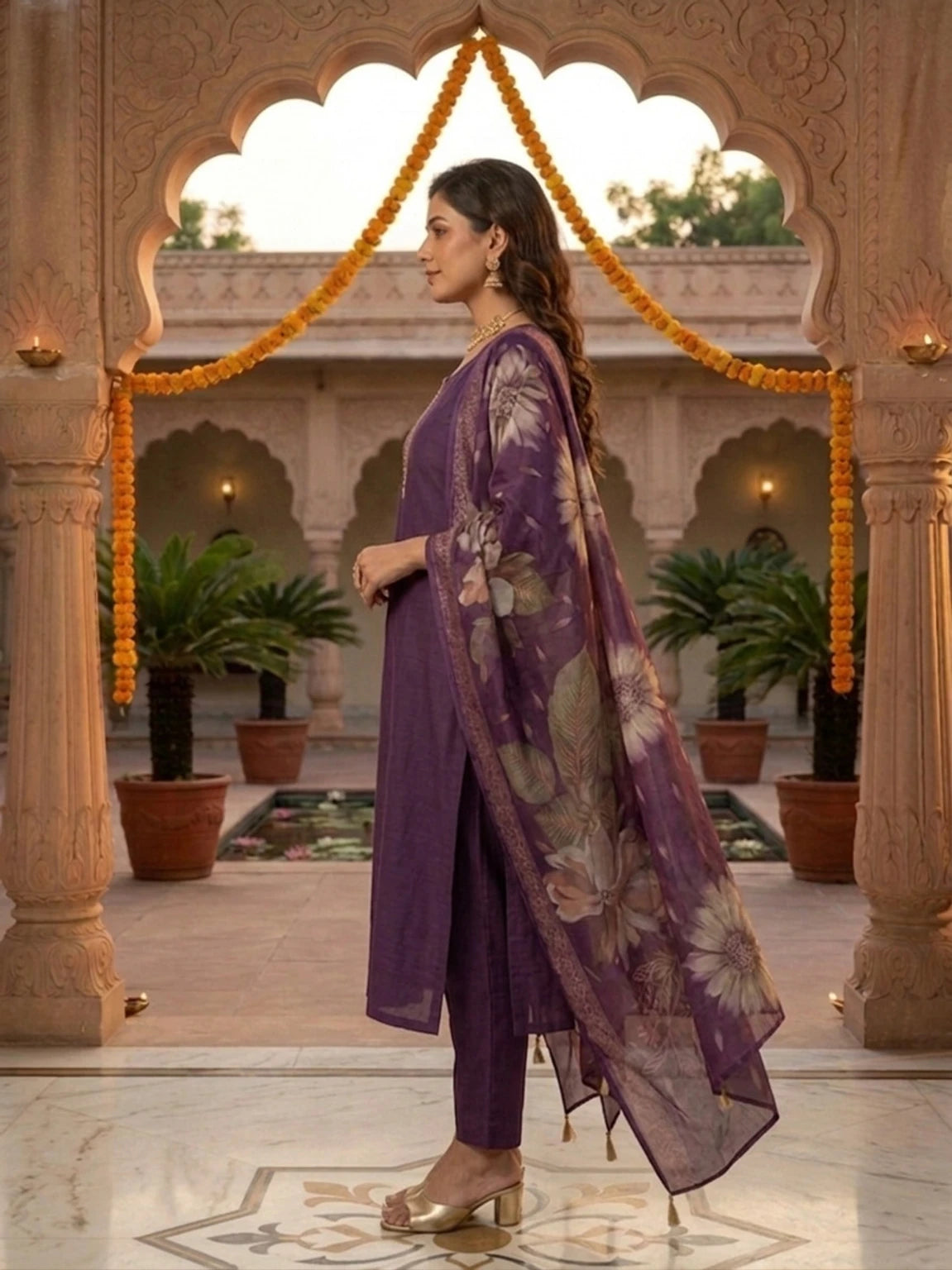 fashion Floral Print Kurta, Trouser/Pant & Dupatta Set