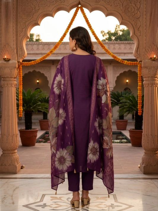 fashion Floral Print Kurta, Trouser/Pant & Dupatta Set