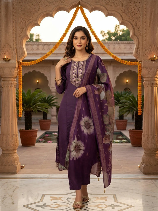 fashion Floral Print Kurta, Trouser/Pant & Dupatta Set