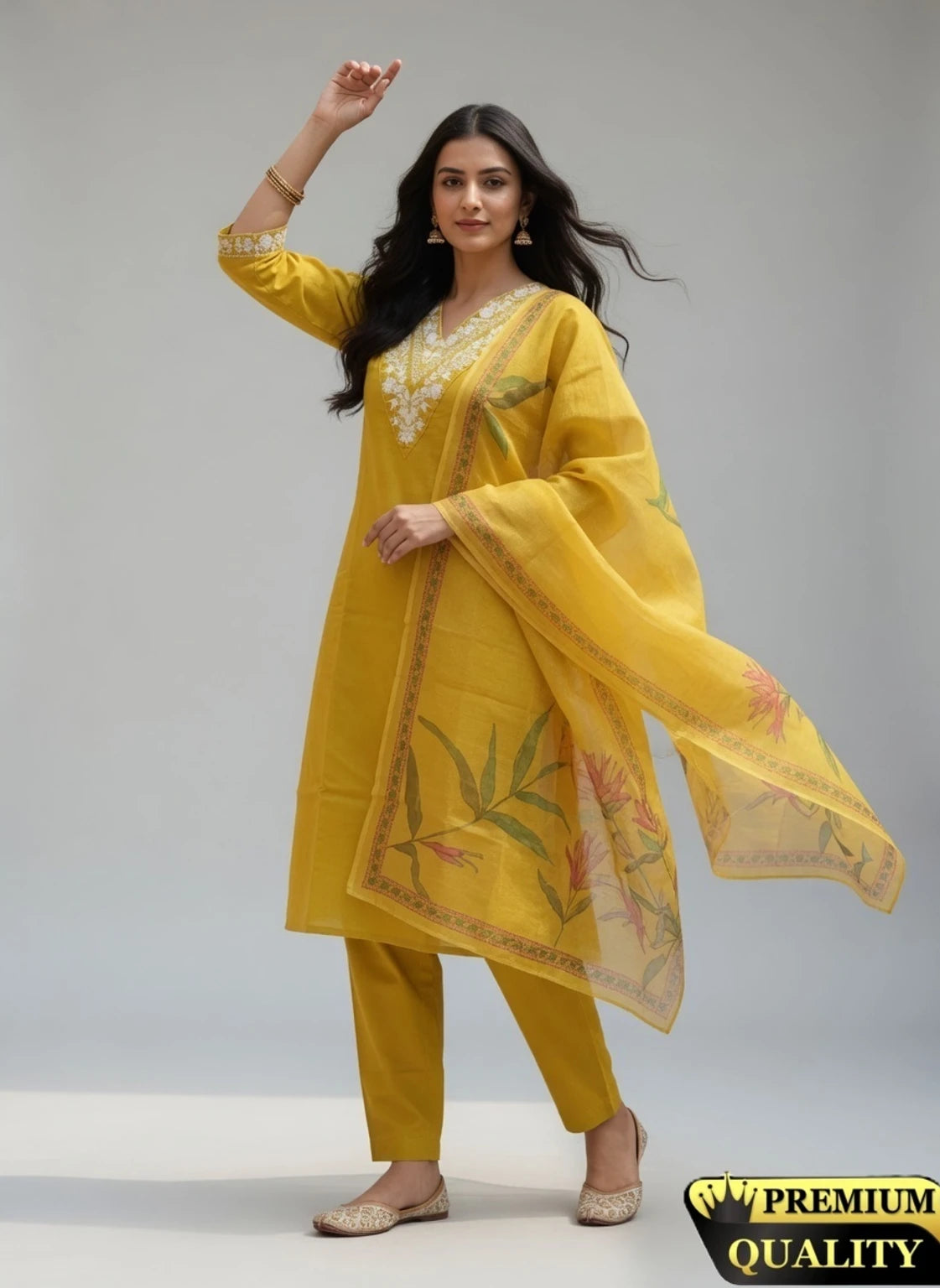 FASHION Embroidered Kurta, Trouser/Pant & Dupatta Set