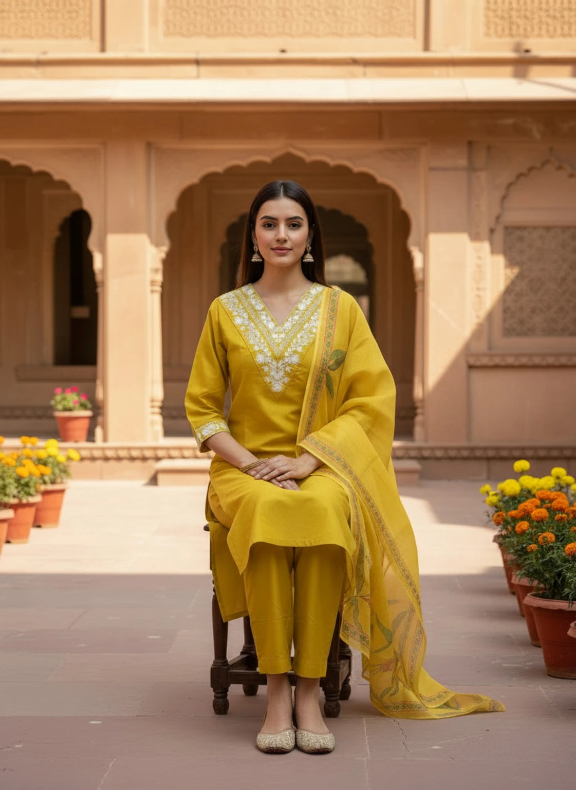 FASHION Embroidered Kurta, Trouser/Pant & Dupatta Set