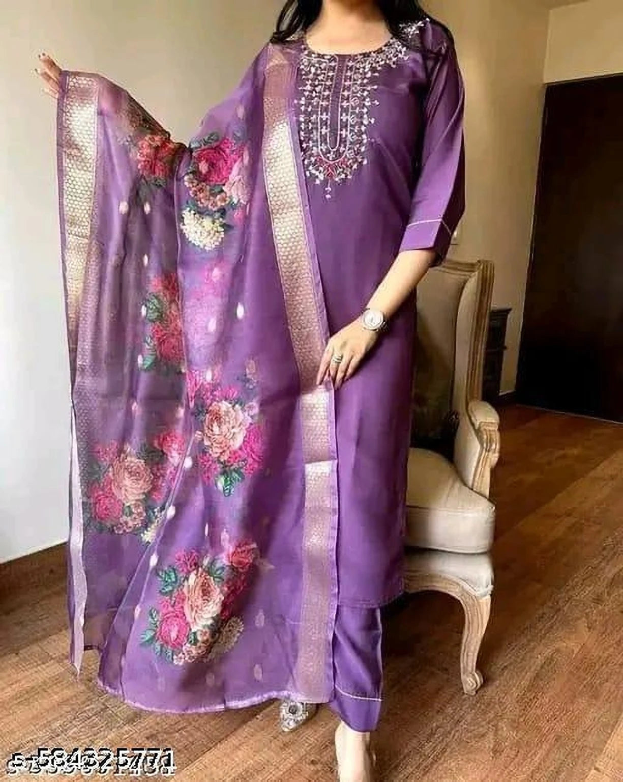 FASHION Embroidered Kurta, Trouser/Pant & Dupatta Set