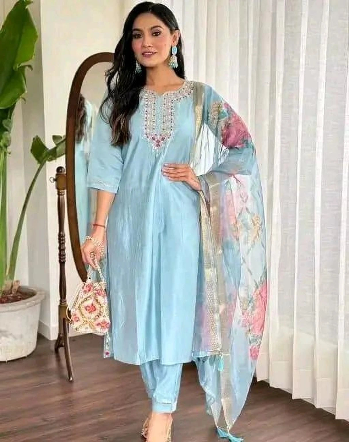 FASHION Embroidered Kurta, Trouser/Pant & Dupatta Set