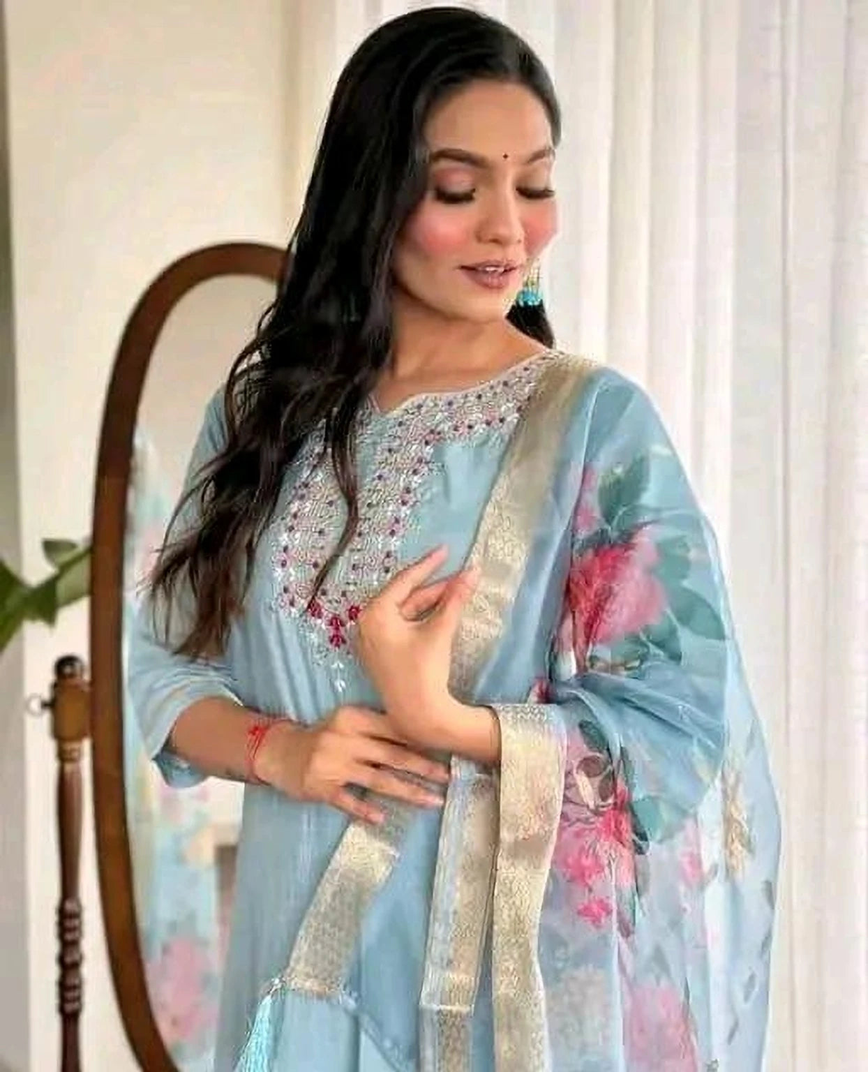 FASHION Embroidered Kurta, Trouser/Pant & Dupatta Set