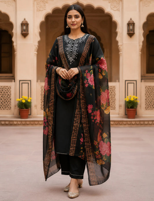 FASHION Embroidered Kurta, Trouser/Pant & Dupatta Set