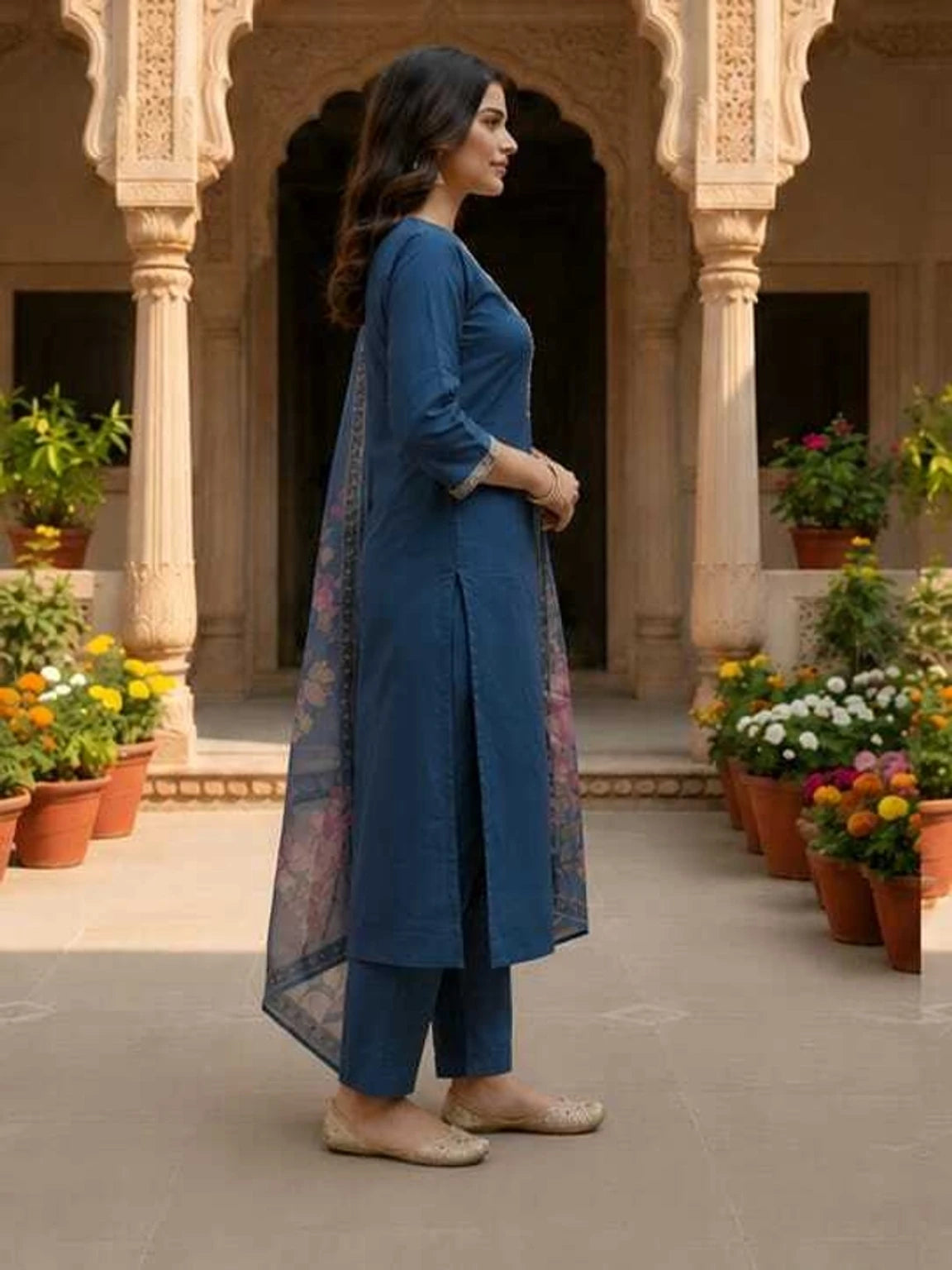FASHION Embroidered Kurta, Trouser/Pant & Dupatta Set