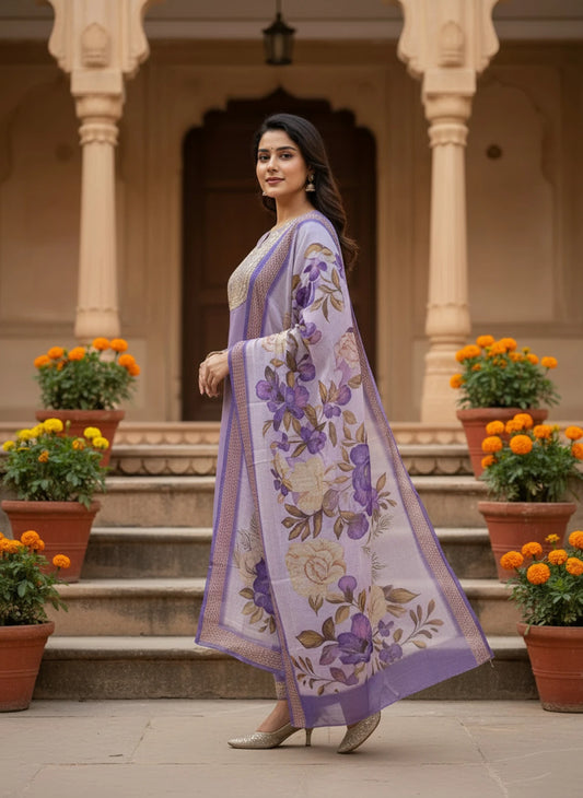 FASHION Embroidered Kurta, Trouser/Pant & Dupatta Set