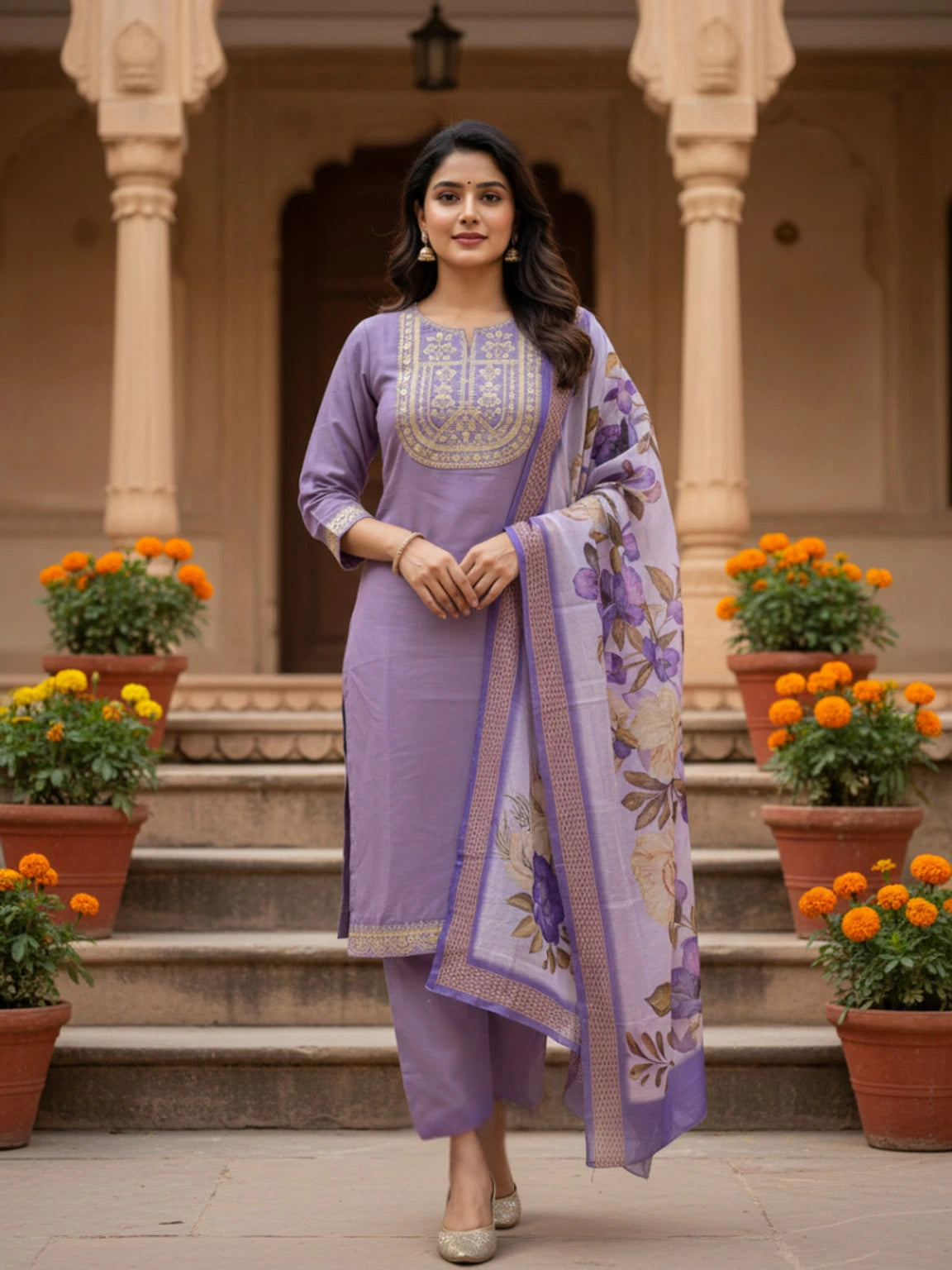 FASHION Embroidered Kurta, Trouser/Pant & Dupatta Set