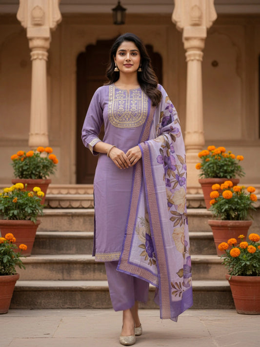 FASHION Embroidered Kurta, Trouser/Pant & Dupatta Set