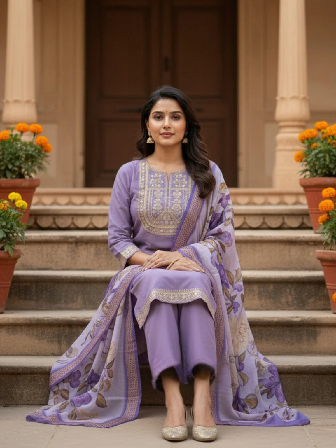 FASHION Embroidered Kurta, Trouser/Pant & Dupatta Set