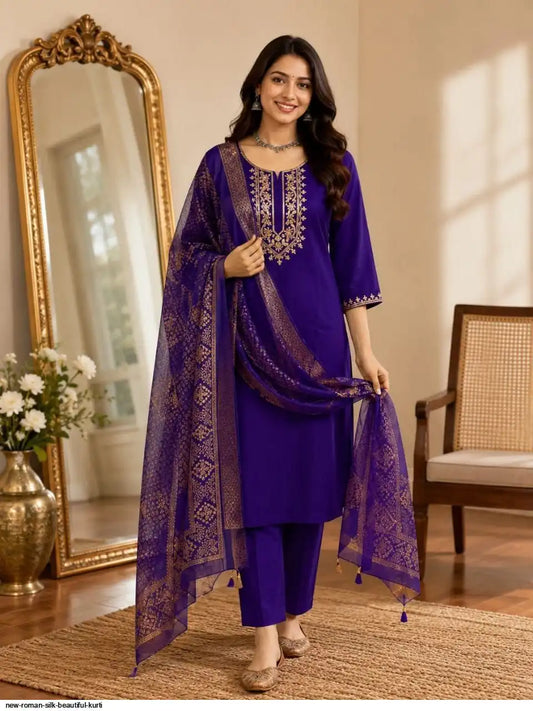 FASHION Embroidered Kurta, Trouser/Pant & Dupatta Set
