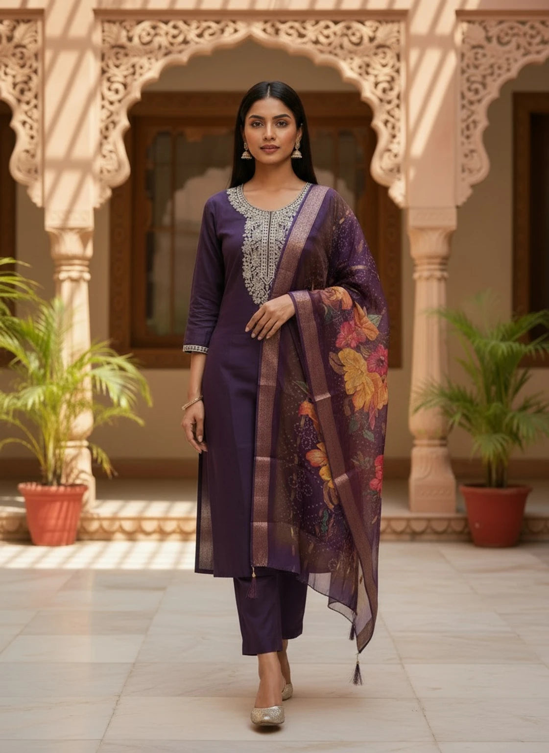 FASHION Embroidered Kurta, Trouser/Pant & Dupatta Set