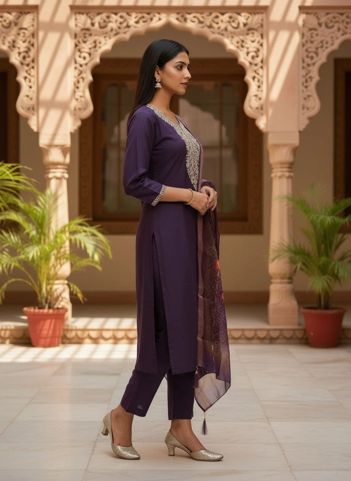 FASHION Embroidered Kurta, Trouser/Pant & Dupatta Set
