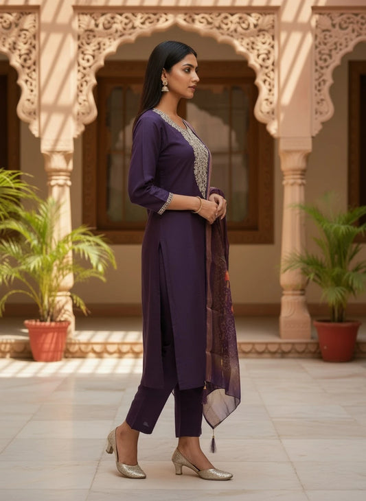 FASHION Embroidered Kurta, Trouser/Pant & Dupatta Set