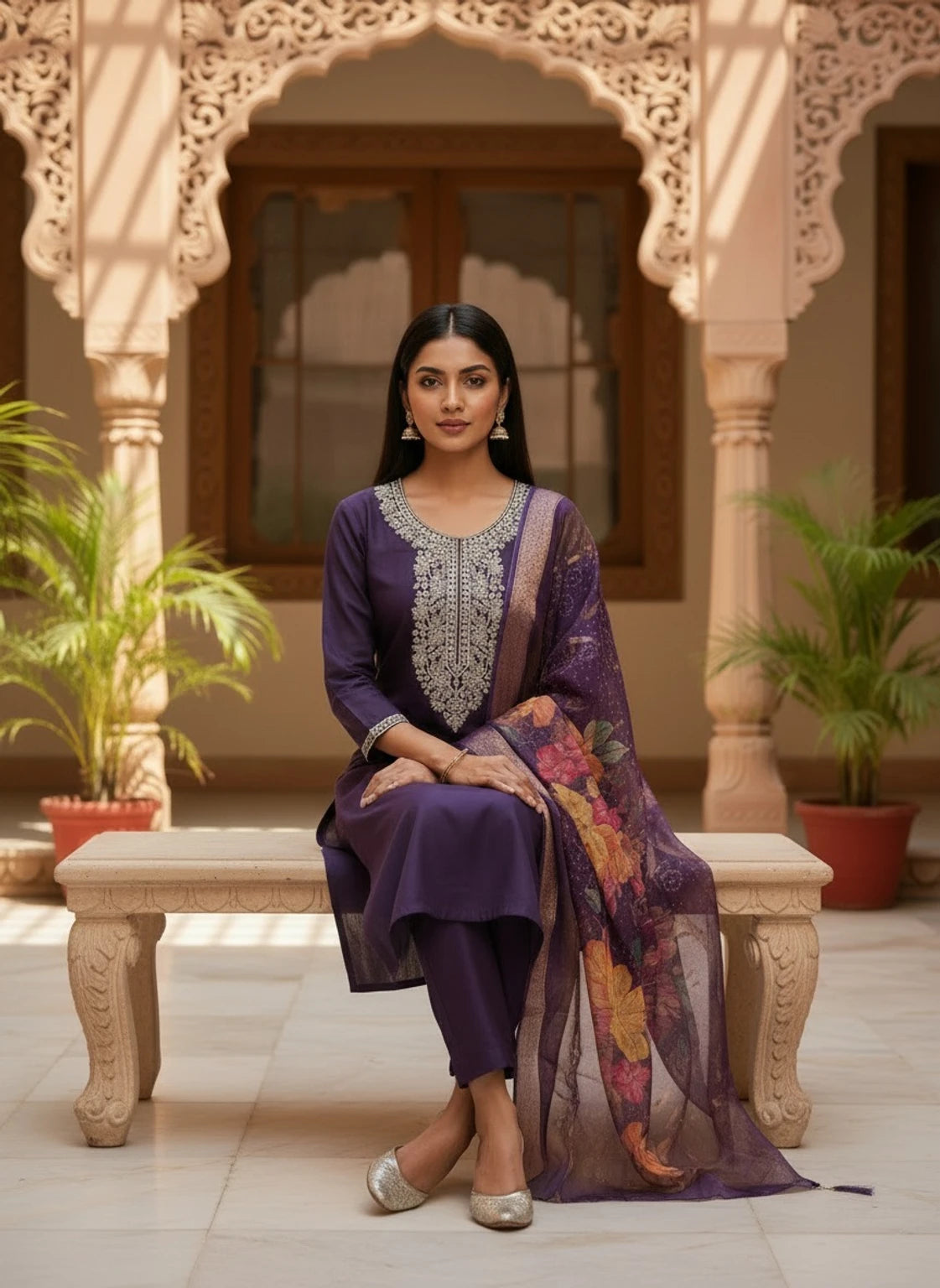 FASHION Embroidered Kurta, Trouser/Pant & Dupatta Set