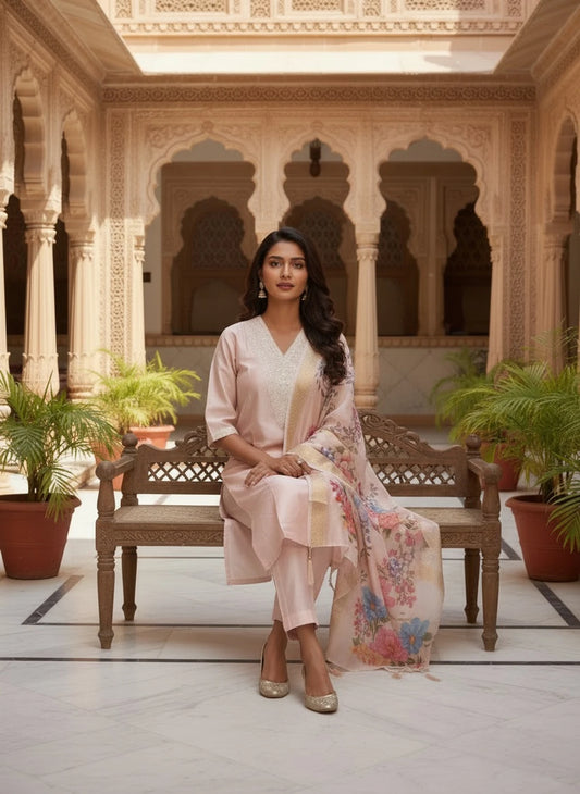 FASHION Embroidered Kurta, Trouser/Pant & Dupatta Set