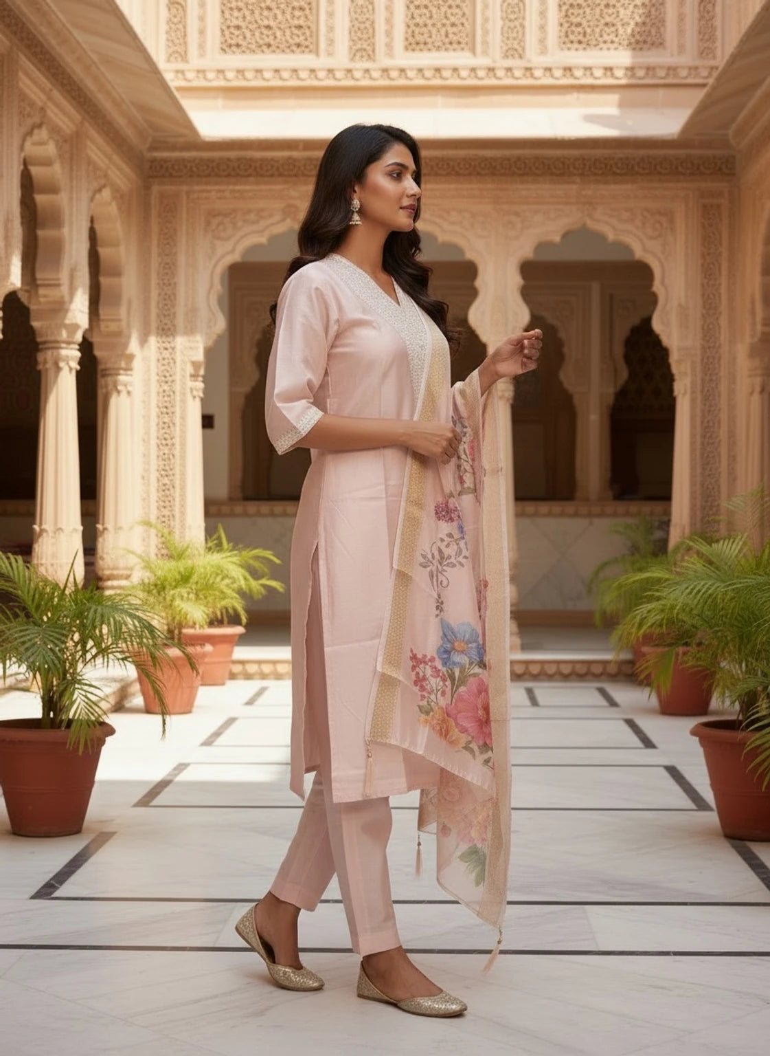 FASHION Embroidered Kurta, Trouser/Pant & Dupatta Set