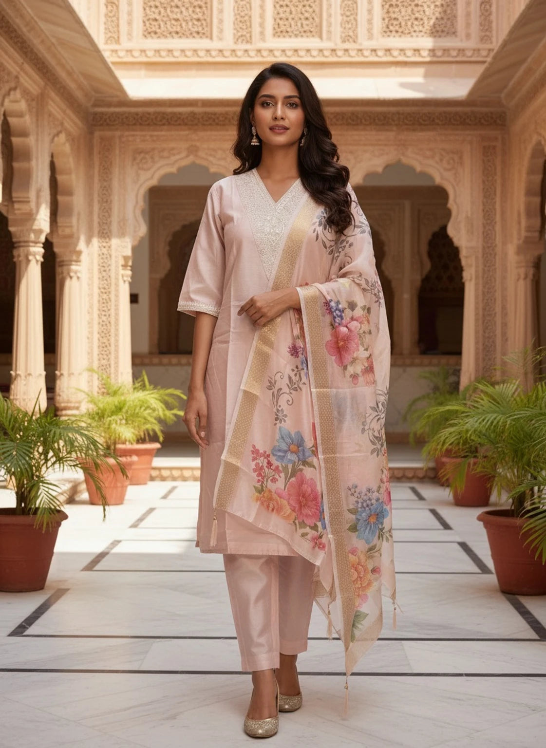 FASHION Embroidered Kurta, Trouser/Pant & Dupatta Set