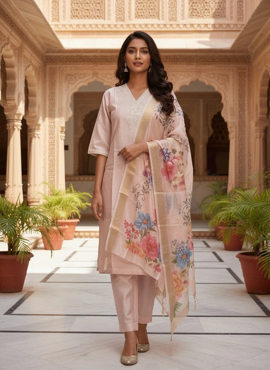 FASHION Embroidered Kurta, Trouser/Pant & Dupatta Set