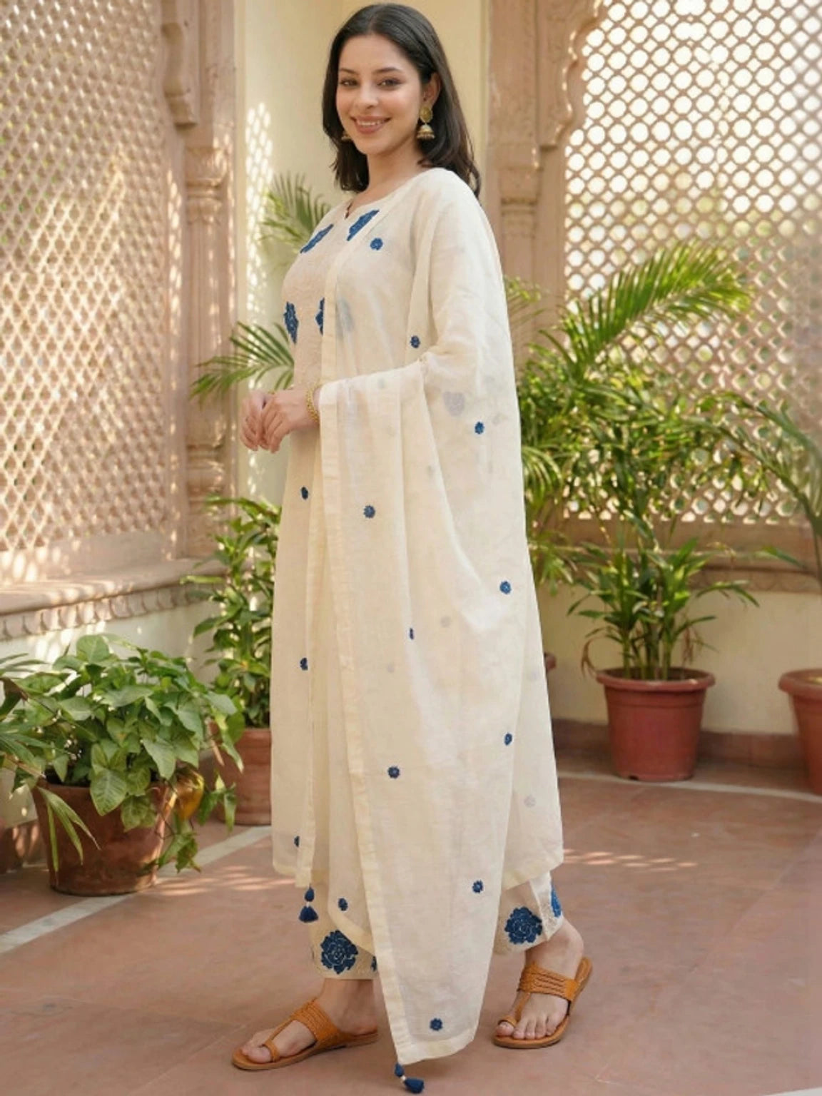 FASHION Embroidered Kurta, Trouser/Pant & Dupatta Set