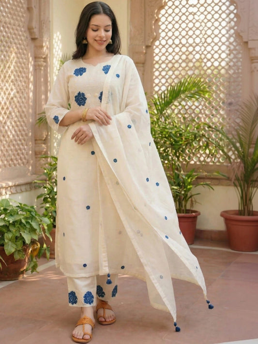 FASHION Embroidered Kurta, Trouser/Pant & Dupatta Set