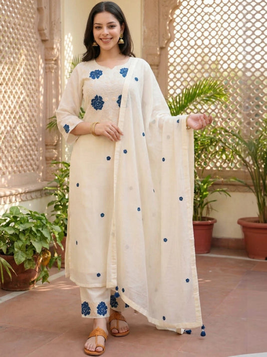 FASHION Embroidered Kurta, Trouser/Pant & Dupatta Set