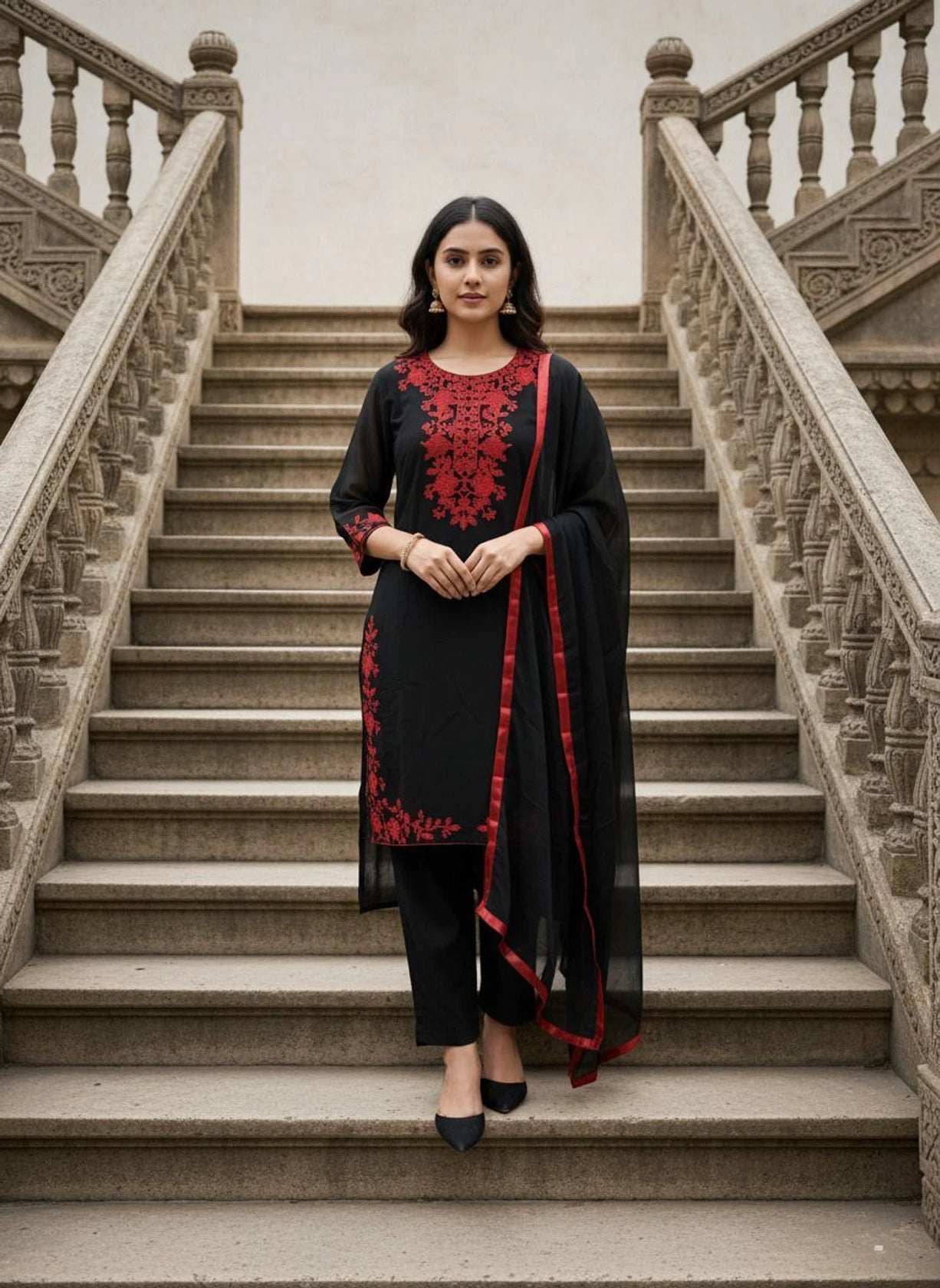 Fashion Royal Noir Embroidered Set Embroidered Kurta, Salwar & Dupatta Set