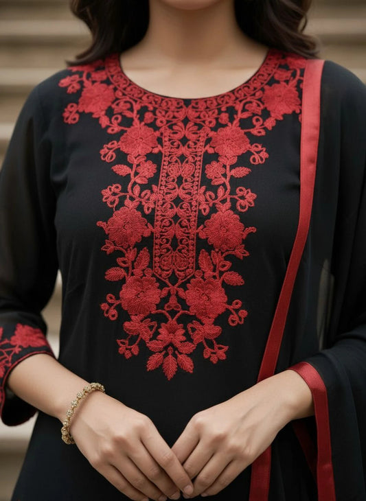 Fashion Royal Noir Embroidered Set Embroidered Kurta, Salwar & Dupatta Set