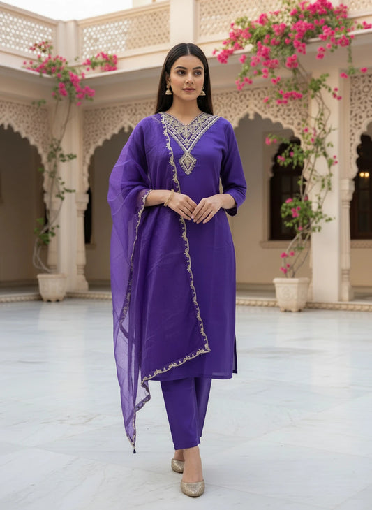 Fashion  Embroidered Kurta, Trouser/Pant & Dupatta Set