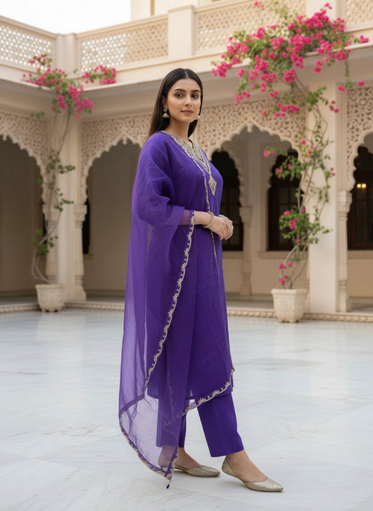 Fashion  Embroidered Kurta, Trouser/Pant & Dupatta Set