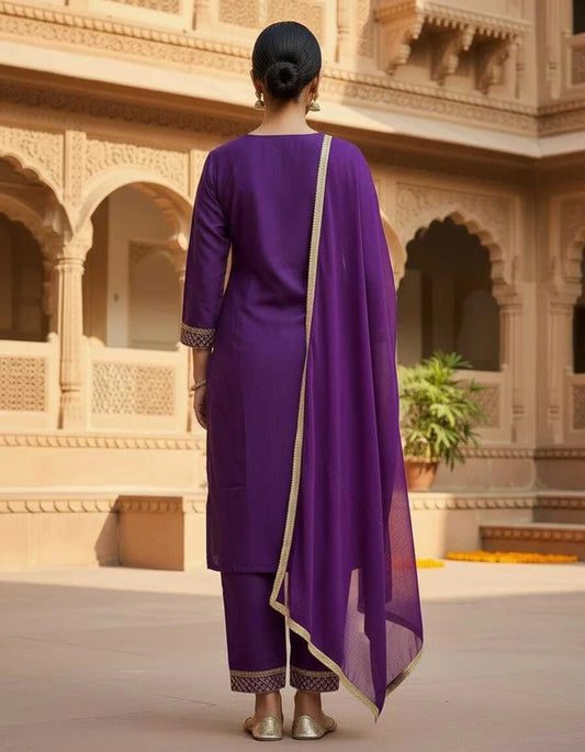 Embroidered Kurta, Trouser/Pant & Dupatta Set
