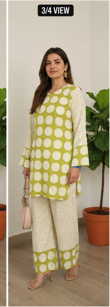 Lime Green Polka - Imported Rayon