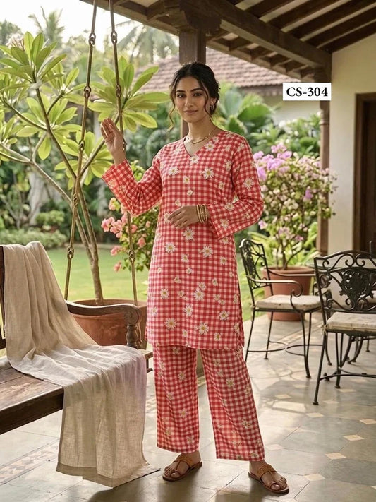 RED DAISY SUMMER CO-ORD TURKISH SLUB