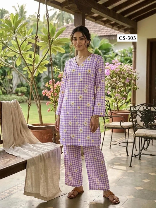 LAVENDER DAISY SUMMER CO-ORD TURKISH SLUB