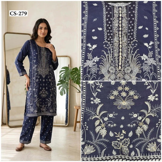 Midnight Blossom Jari Cord Set- PURE VISCOSE MUSLIN