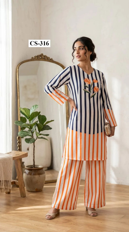 Azure Line Co-ord Set IMPORTED RAYON