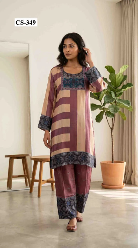 Mauve Mosaic Cord Set- Japanese crepe