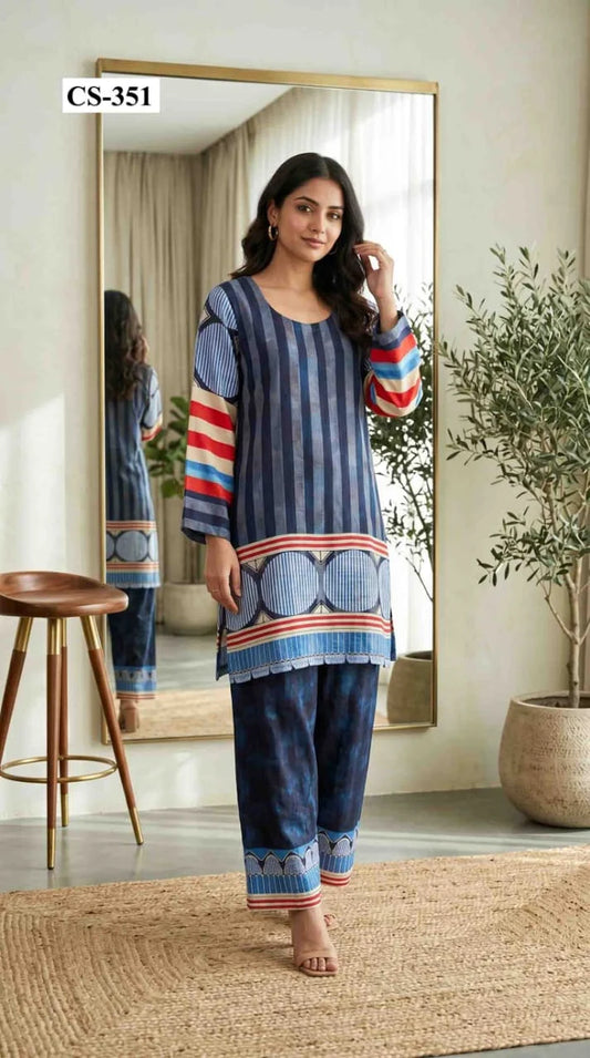Marina Lines Coord Set- Japanese crepe
