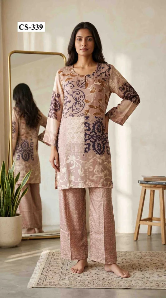Blush Filigree Coord Set- Japanese crep