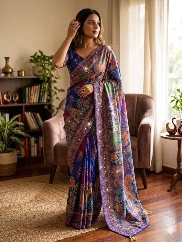launching New Designer Soft Chinnon saree